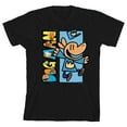 thumbnail image 1 of Dog Man Characters Inside Logo Youth Black Crew Neck Short Sleeve T-shirt -XS, 1 of 7