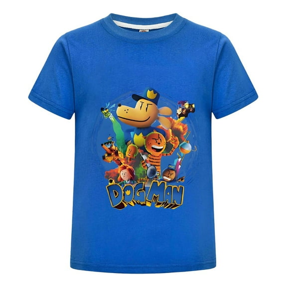Dog Man Circle Frame Collage Kids Boys Girls Tee – Unique Artistic Comic Shirt Top for Young Readers