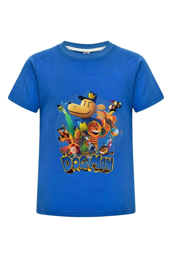 Dog Man Circle Frame Collage Kids Boys Girls Tee – Unique Artistic Comic Shirt Top for Young Readers