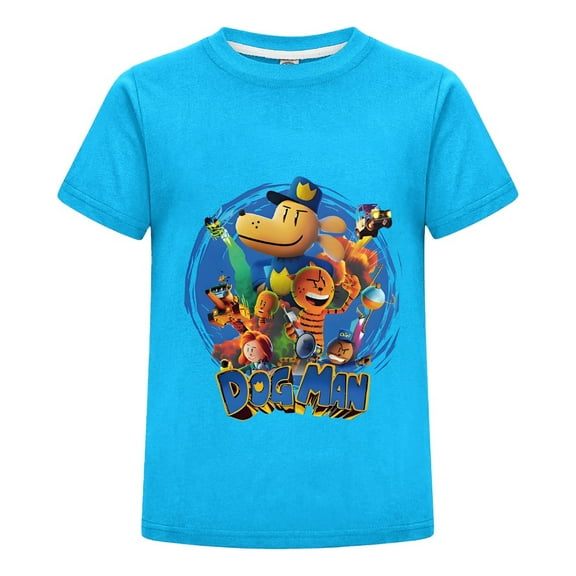 Dog Man Circle Frame Collage Kids Boys Girls Tee – Unique Artistic Comic Shirt Top for Young Readers