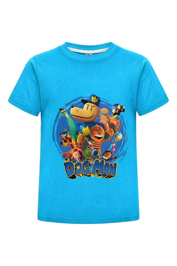 Dog Man Circle Frame Collage Kids Boys Girls Tee – Unique Artistic Comic Shirt Top for Young Readers