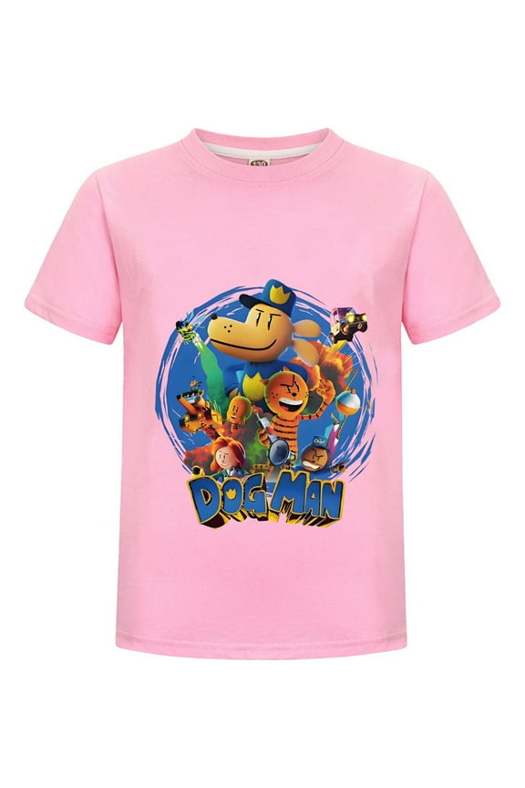 Dog Man Circle Frame Collage Kids Boys Girls Tee – Unique Artistic Comic Shirt Top for Young Readers