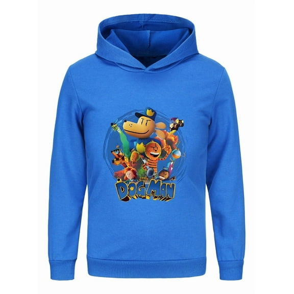 Dog Man Circle Frame Collage Kids Hoodie – Artistic Comic Graphic Top for Young Readers