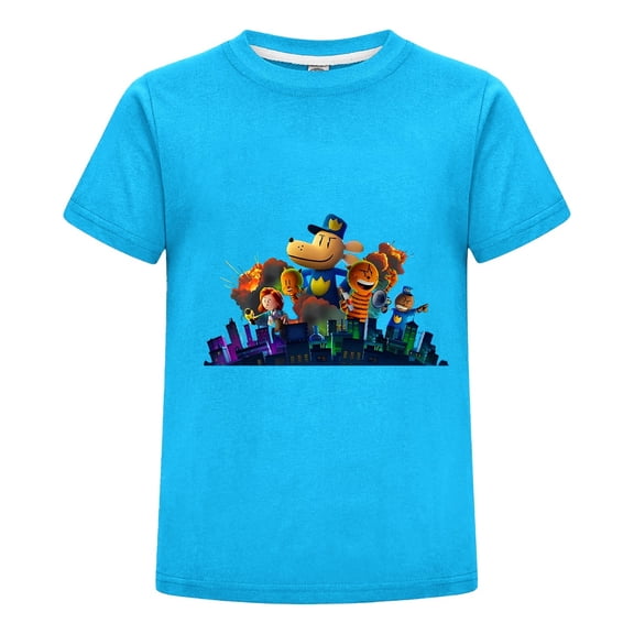 Dog Man City Scene at Night T-Shirt – Kids Boys Girls Comic Tee Top with Group Urban Design