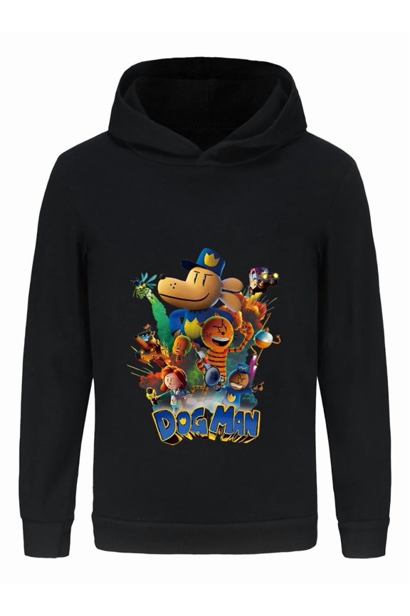 Dog Man Comic Explosion Kids Hoodie – Heroic Action Graphic Sweatshirt for Boys & Girls