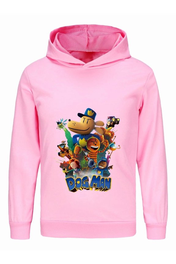 Dog Man Comic Explosion Kids Hoodie – Heroic Action Graphic Sweatshirt for Boys & Girls