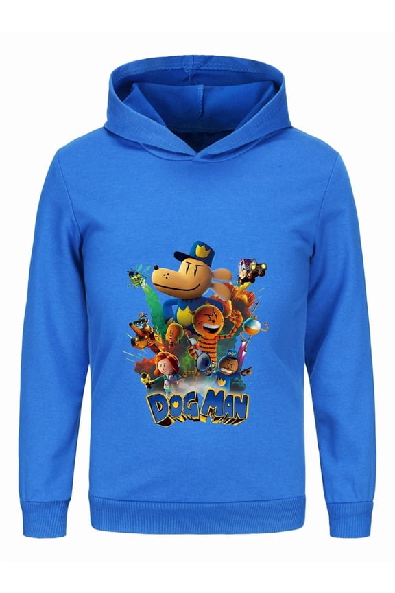 Dog Man Comic Explosion Kids Hoodie – Heroic Action Graphic Sweatshirt for Boys & Girls