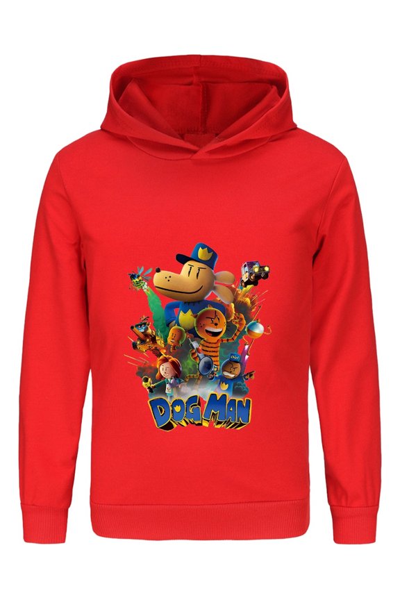 Dog Man Comic Explosion Kids Hoodie – Heroic Action Graphic Sweatshirt for Boys & Girls