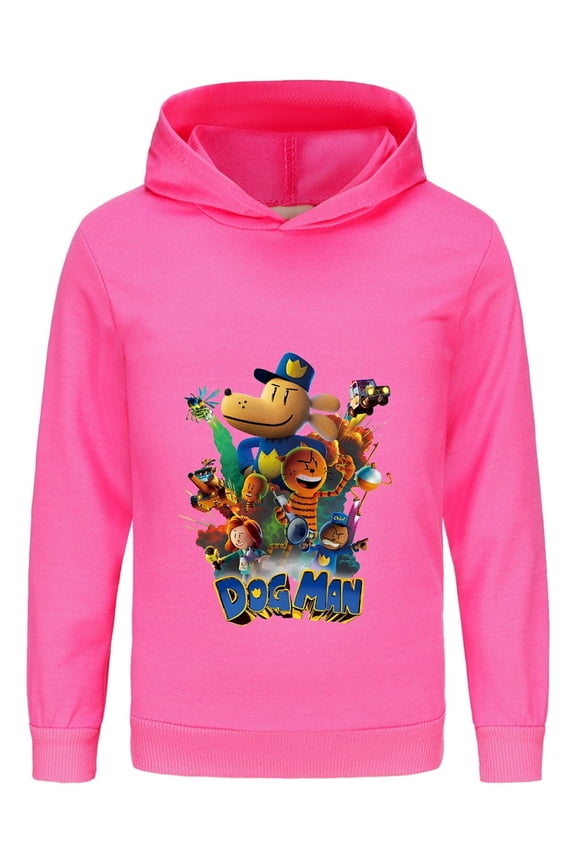 Dog Man Comic Explosion Kids Hoodie – Heroic Action Graphic Sweatshirt for Boys & Girls
