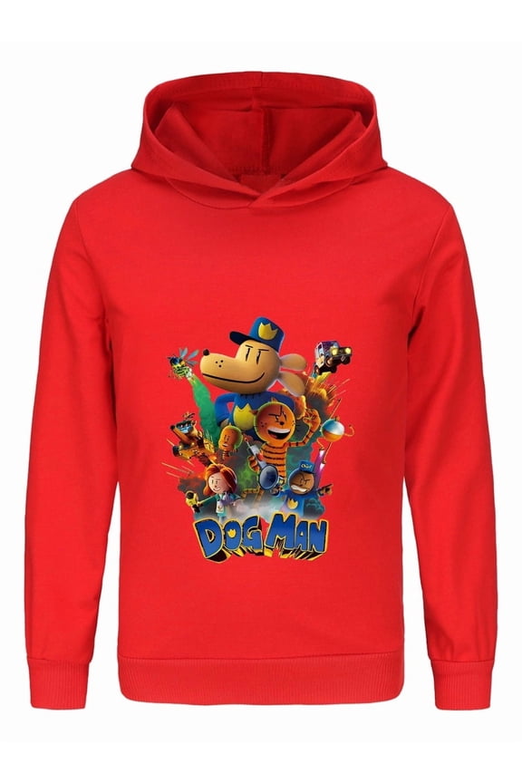 Dog Man Comic Explosion Kids Hoodie – Heroic Action Graphic Sweatshirt for Boys & Girls