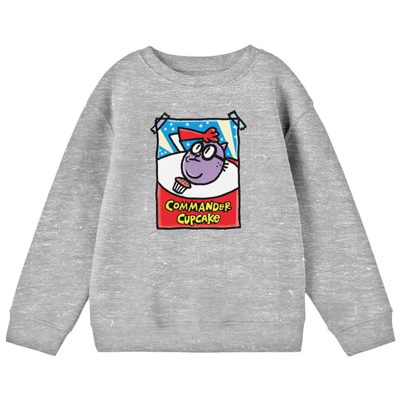 Dog Man Cupcakes Save Lives Youth Athletic Heather Crew Neck Long Sleeve Tee-XS
