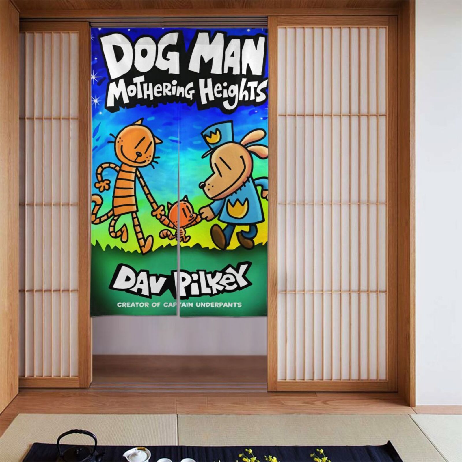 Visual Reference: Dog Man Custom Funny Photo Doorway Curtain Customized Personalized Japanese