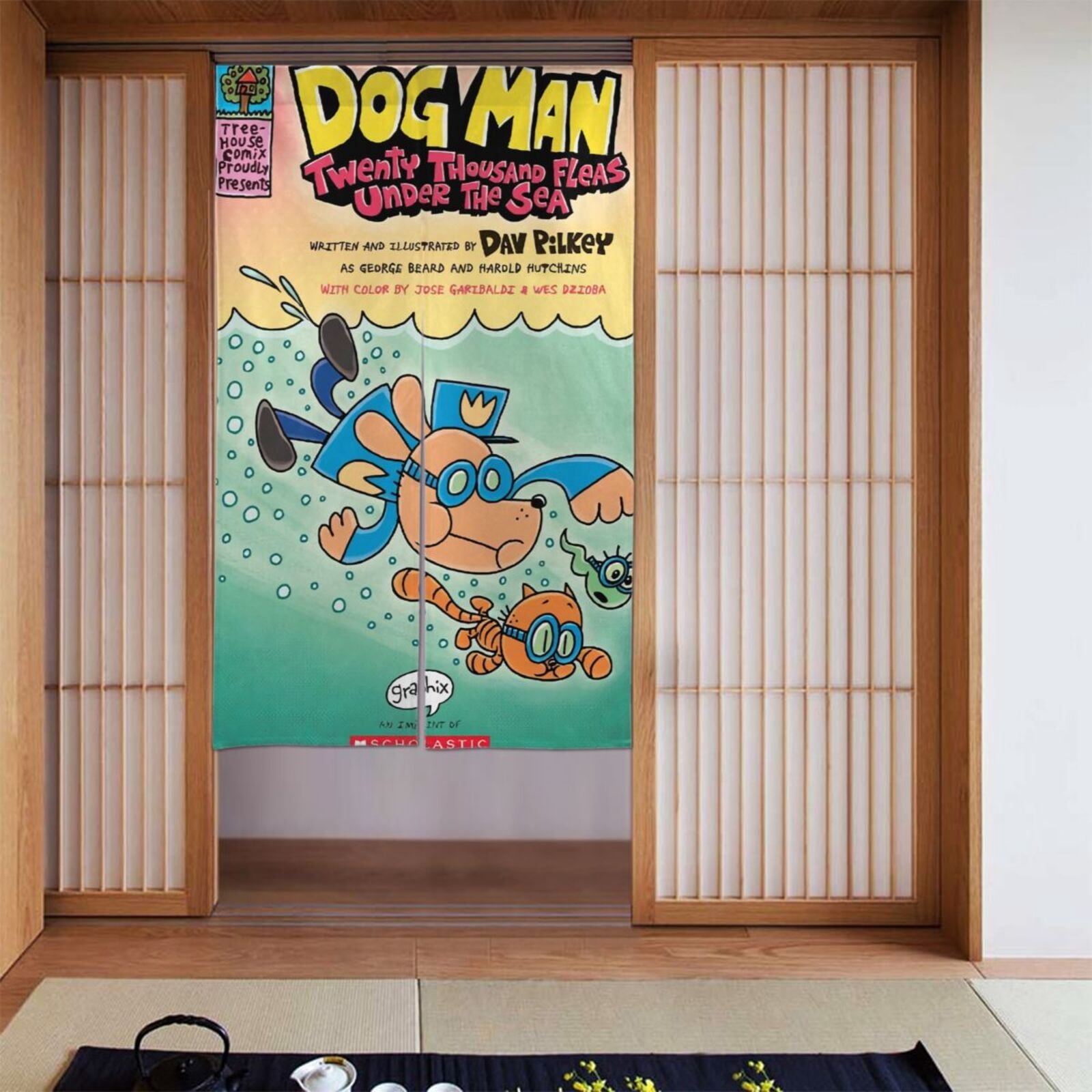 Gallery Detail: Dog Man Custom Funny Photo Doorway Curtain Customized Personalized Japanese
