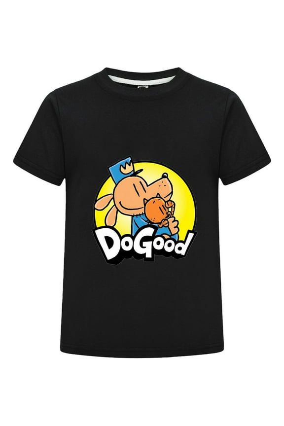 Dog Man Do Good Eating Pose Kids Boys Girls Shirt – Funny Comic Drumstick T-Shirt Tee Top for Little Readers