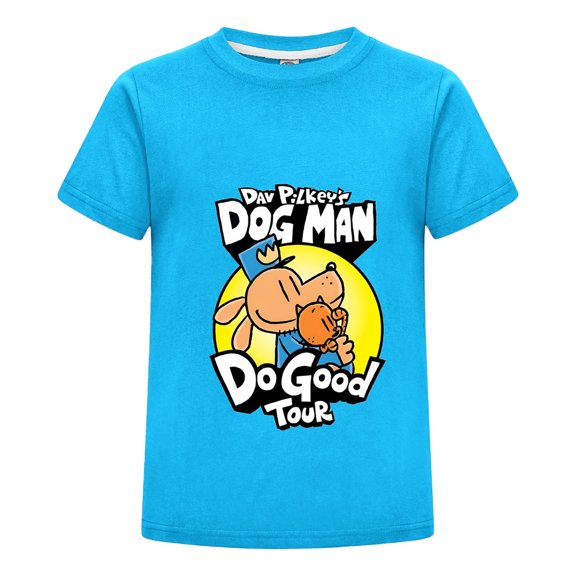 Dog Man Do Good Tour Promo Art Kids Boys Girls Graphic Tee – Soft Cotton Comic Book Hero T-Shirt Top