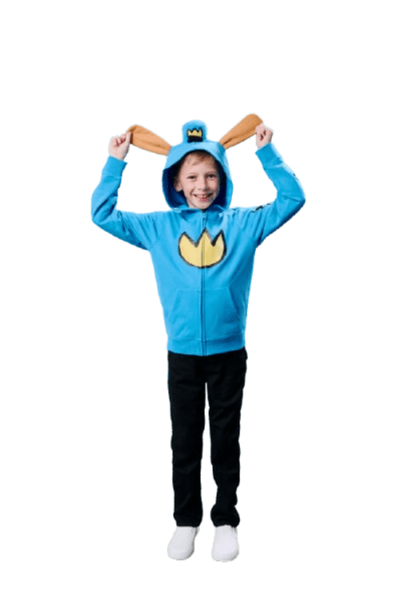Dog Man Emblem Boy's Blue Long Sleeve Cosplay Zip-Up Hoodie 4 (XS)