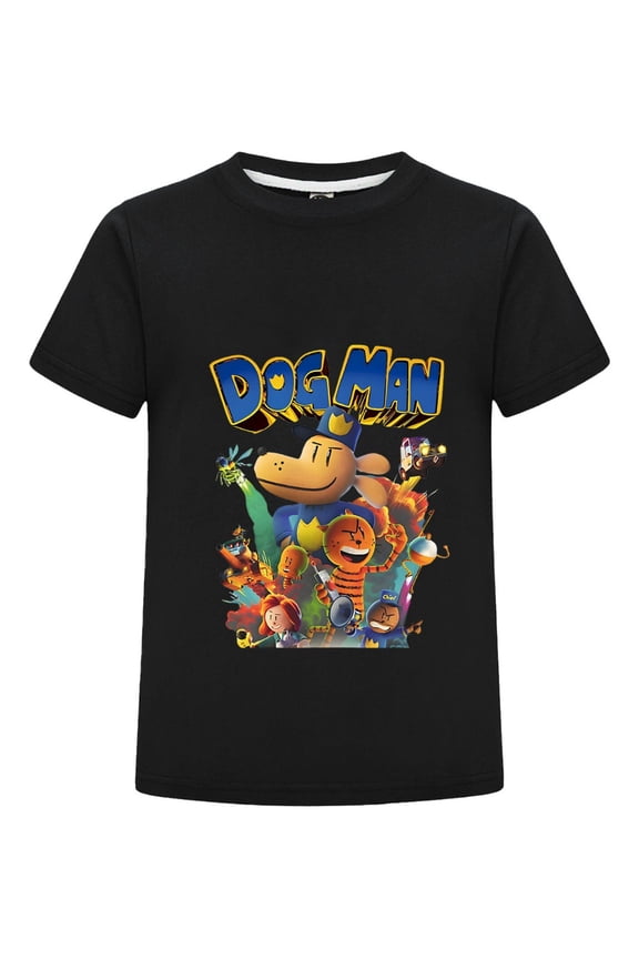 Dog Man Fire Squad Graphic Shirt for Kids – Boys Girls T-Shirt Tee Top with Bold Heroic Print