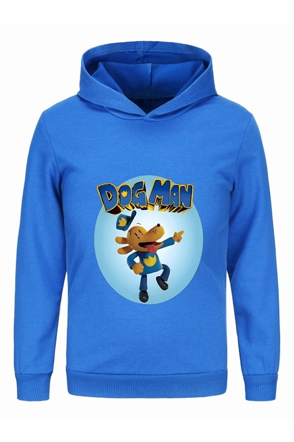 Dog Man Flying Hero Pose Kids Hoodie – Bold Comic Action Shirt for Boys & Girls