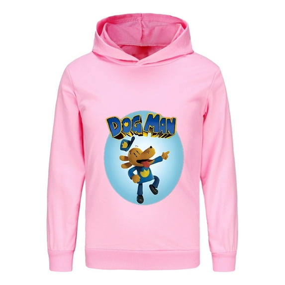 Dog Man Flying Hero Pose Kids Hoodie – Bold Comic Action Shirt for Boys & Girls