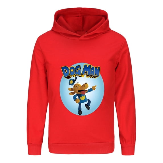 Dog Man Flying Hero Pose Kids Hoodie – Bold Comic Action Shirt for Boys & Girls
