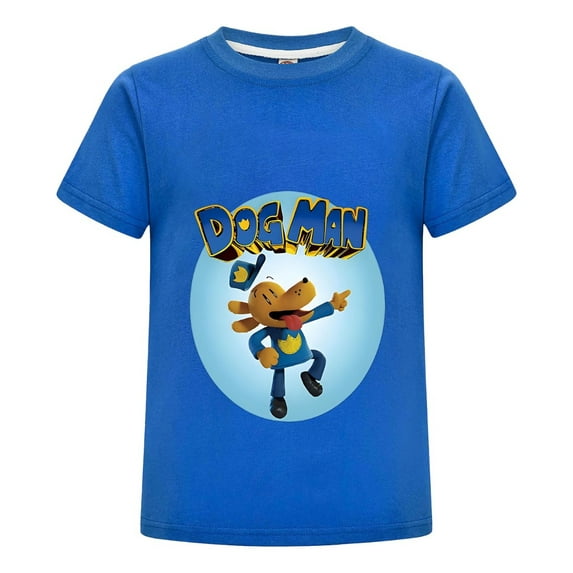 Dog Man Flying hero Pose Shirt – Kids Boys Girls Action Tee Top with Bold Comic Artwork