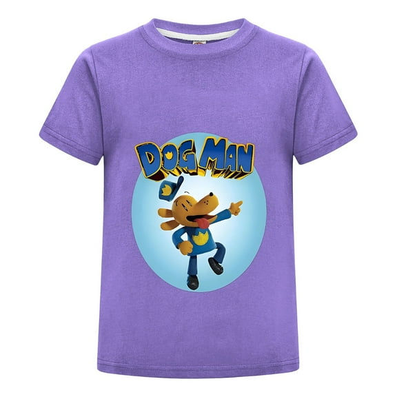 Dog Man Flying hero Pose Shirt – Kids Boys Girls Action Tee Top with Bold Comic Artwork