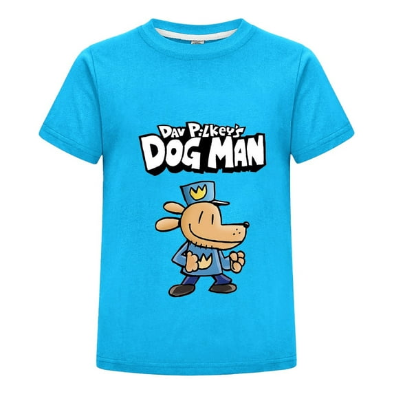 Dog Man Full Body Uniform Design Shirt for Kids – Boys Girls Short Sleeve Graphic Tee Top