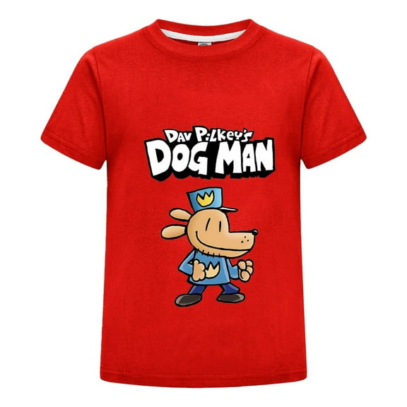 Dog Man Full Body Uniform Design Shirt for Kids – Boys Girls Short Sleeve Graphic Tee Top