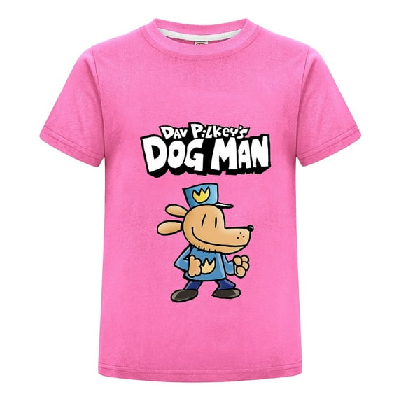 Dog Man Full Body Uniform Design Shirt for Kids – Boys Girls Short Sleeve Graphic Tee Top