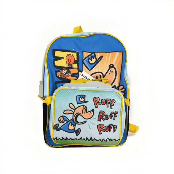 Dog Man Full Size 16 Inch Backpack with Detachable Lunch Box