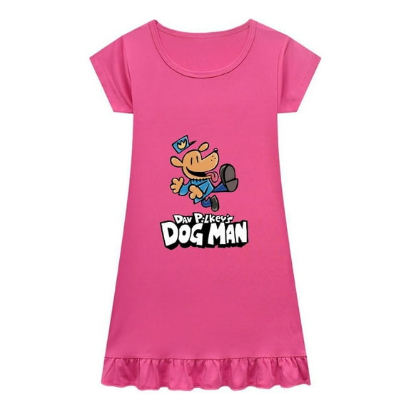 Dog Man Girls Nightgown Princess Sleepwear Cartoon Pajama Dress Birthday Gift Summer Outfit