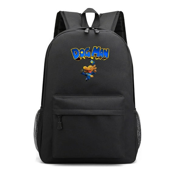 Dog Man Graphic Novel Style Backpack in Black, Gaming Anime Daypack with Laptop Compartment and Lightweight Travel-Friendly Design