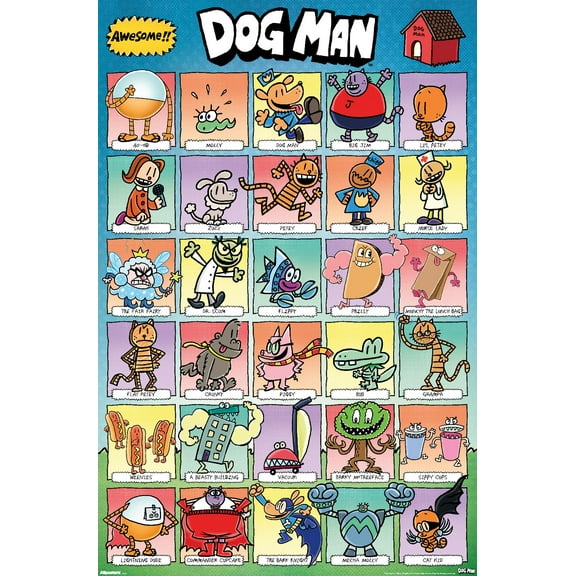 Dog Man - Grid Wall Poster, 22.375" x 34"