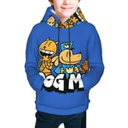 FGLEONSEK Dog Man Hoodies for Boys Girls Youth, Cartoon Long Sleeve Athletic Pullover Hooded Sweatshirts Tops with Pockets for Kids