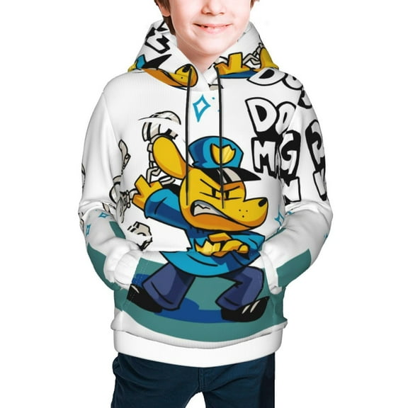 Dog Man Hoodies for Boys Girls Youth, Cartoon Long Sleeve Athletic Pullover Hooded Sweatshirts Tops with Pockets for Kids