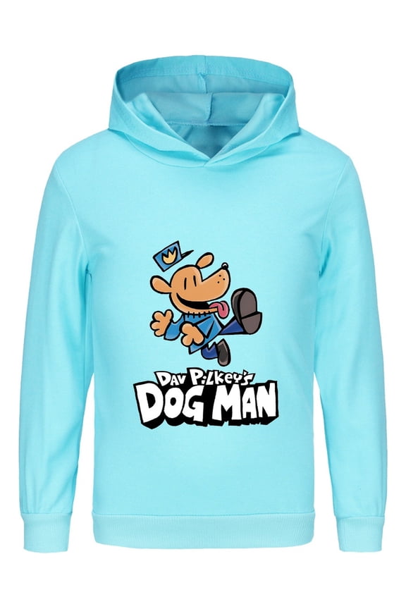 Dog Man Jumping Action Pose Kids Hoodie – Energetic Comic Top for Boys & Girls Fans