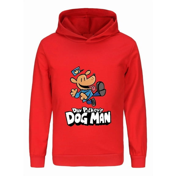 Dog Man Jumping Action Pose Kids Hoodie – Energetic Comic Top for Boys & Girls Fans