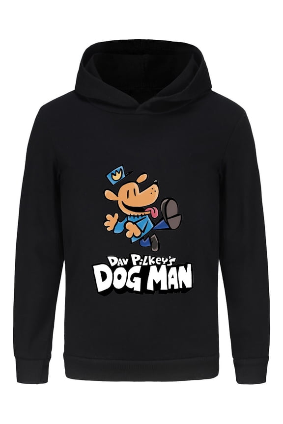 Dog Man Jumping Action Pose Kids Hoodie – Energetic Comic Top for Boys & Girls Fans