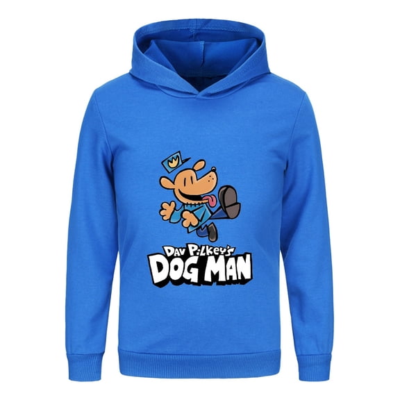 Dog Man Jumping Action Pose Kids Hoodie – Energetic Comic Top for Boys & Girls Fans