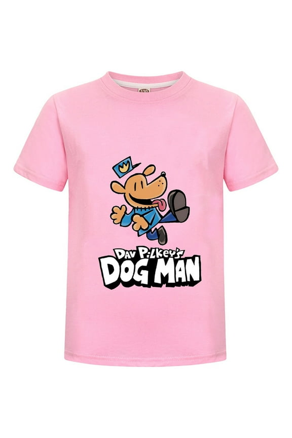 Dog Man Jumping Pose Kids Boys Girls T-Shirt – Playful Action Comic Tee Top for Young fans