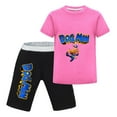 thumbnail image 1 of Dog Man Kicking Action Comic Pose Kids Outfit Set – Boys Girls Short-Sleeve Graphic T-Shirt and Shorts 2-Piece Cartoon Clothing for Summer Play, Sleepwear, or Casual Wear, 1 of 3
