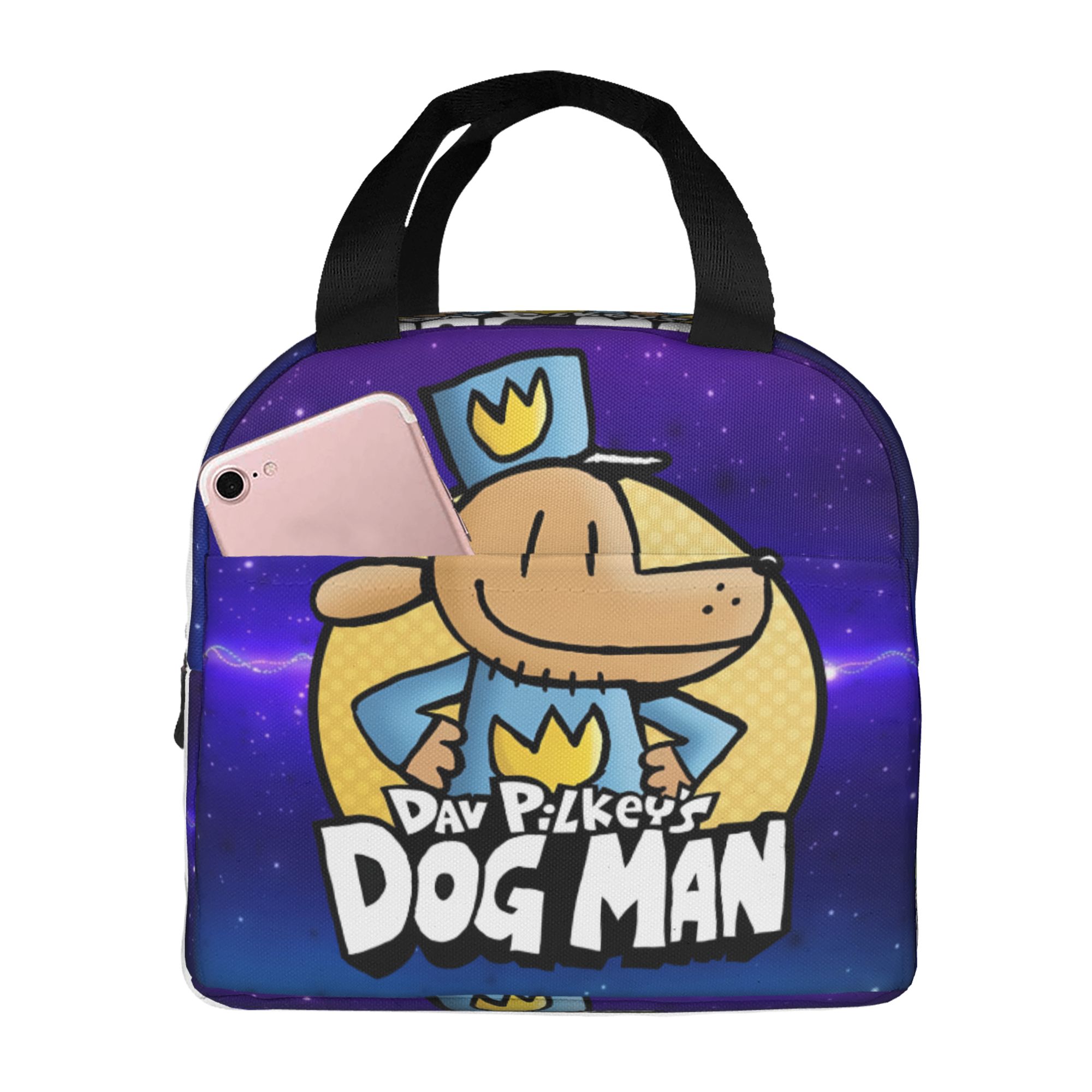 Dog Man Lunch Bag Tote Bag Insulated Lunch Box Picnic Beach Fishing ...