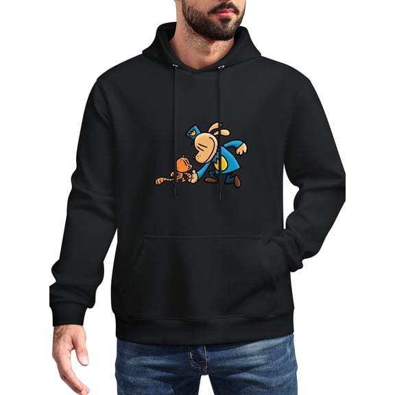 Dog Man Men's Stick Hooded Sweatshirt,Unisex Novelty Sweatshirts Cool Printed Pullover Hoody Hoodie with Pocket