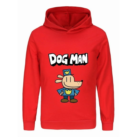 Dog Man Minimal Outline Graphic Kids Hoodie – Cool Comic Style Sweatshirt for Boys & Girls