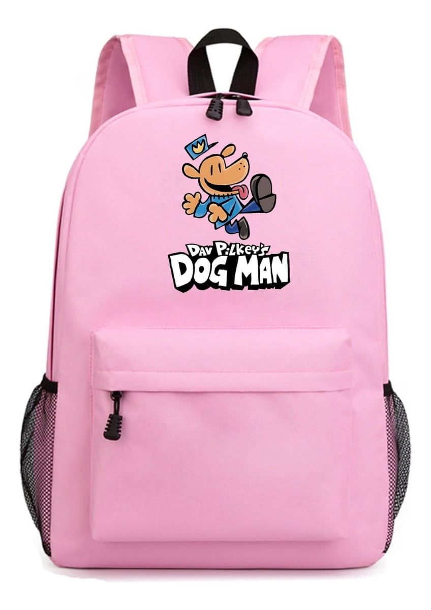 Dog Man Pastel Pink School Backpack, Cool Anime Gaming Design, Lightweight Laptop Daypack with Spacious Storage