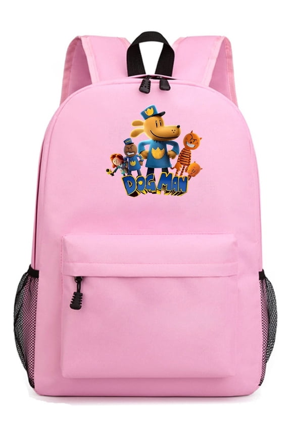 Dog Man Pink School Backpack for Students, Anime Cool Style Laptop Daypack, Lightweight and Roomy for Supplies and Travel