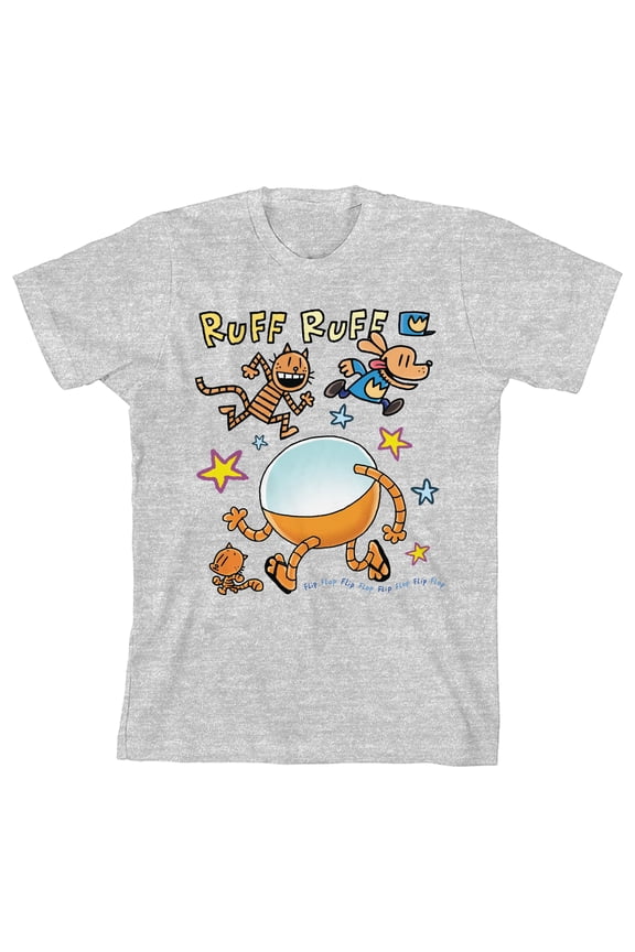 Dog Man Ruff Ruff Youth Girl's Athletic Heather Crew Neck Short Sleeve T-shirt-Large