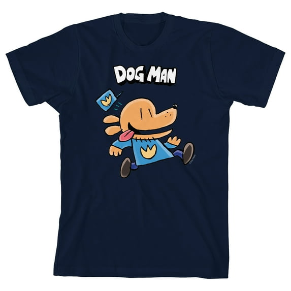 Dog Man Running Youth Navy Crew Neck Short Sleeve T-shirt-XS