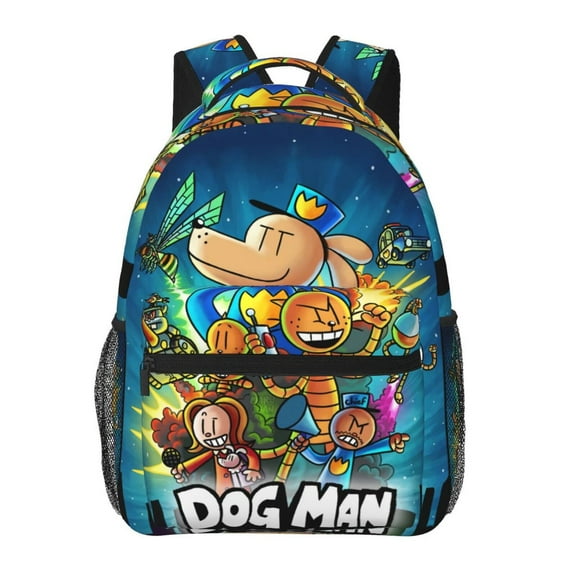Dog Man School Bag, Cartoon Anime Laptop Backpack Travel Backpacks for students teen men women Casual Daypack for Hiking Gifts