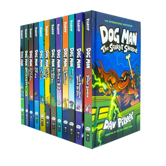 Dog Man Series 112 Books Collection Set by Dav Pilkey Dog Man, Unleashed, Fetch-22 & Fun Graphic Adventure Collection for Kids